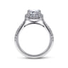 Idina - 14K White Gold Halo Emerald Cut Diamond Engagement Ring - 0.44 ct