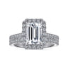 Idina - 14K White Gold Halo Emerald Cut Diamond Engagement Ring - 0.44 ct