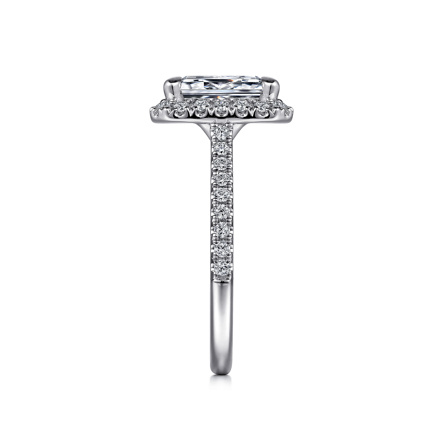 Idina - 14K White Gold Halo Emerald Cut Diamond Engagement Ring - 0.44 ct - Shot 5