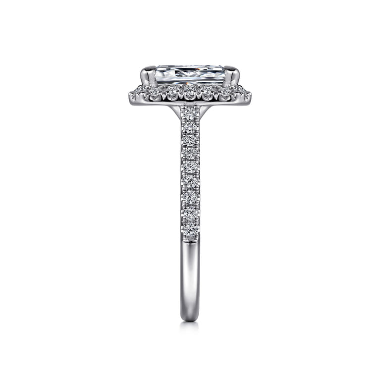 Idina - 14K White Gold Halo Emerald Cut Diamond Engagement Ring - 0.44 ct - Shot 5