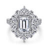 Lisette - 14K White Gold Fancy Halo Emerald Cut Diamond Engagement Ring - 1.79 ct
