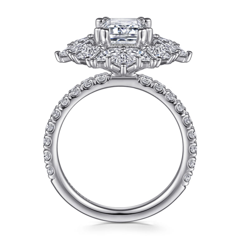 Lisette - 14K White Gold Fancy Halo Emerald Cut Diamond Engagement Ring - 1.79 ct - Shot 2