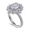 Lisette - 14K White Gold Fancy Halo Emerald Cut Diamond Engagement Ring - 1.79 ct