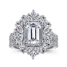 Lisette - 14K White Gold Fancy Halo Emerald Cut Diamond Engagement Ring - 1.79 ct