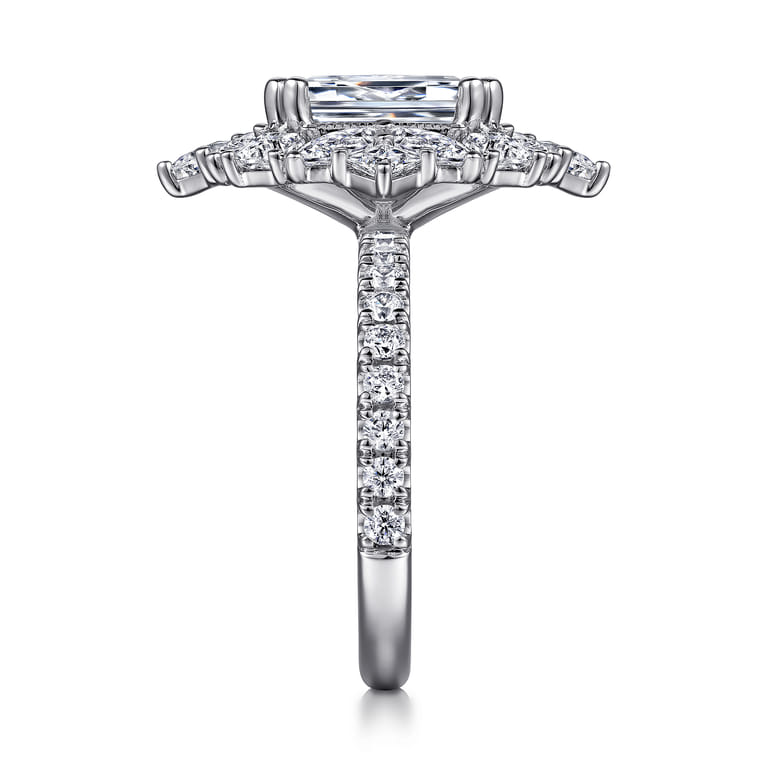 Lisette - 14K White Gold Fancy Halo Emerald Cut Diamond Engagement Ring - 1.79 ct - Shot 5
