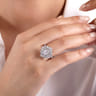Lisette - 14K White Gold Fancy Halo Emerald Cut Diamond Engagement Ring - 1.79 ct