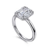 Cammie - 14K White Gold Halo Emerald Cut Diamond Engagement Ring - 0.4 ct