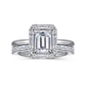 Cammie - 14K White Gold Halo Emerald Cut Diamond Engagement Ring - 0.4 ct