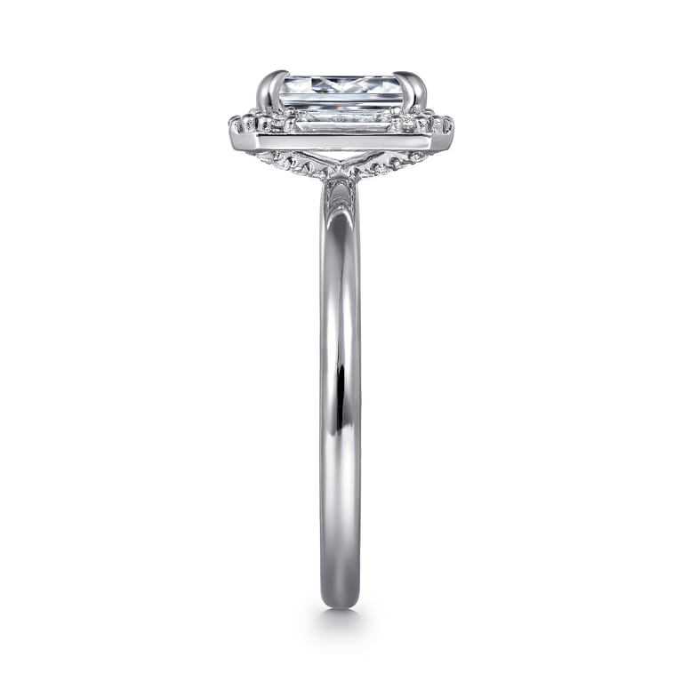 Cammie - 14K White Gold Halo Emerald Cut Diamond Engagement Ring - 0.4 ct - Shot 5