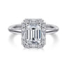 Cammie - 14K White Gold Halo Emerald Cut Diamond Engagement Ring - 0.4 ct