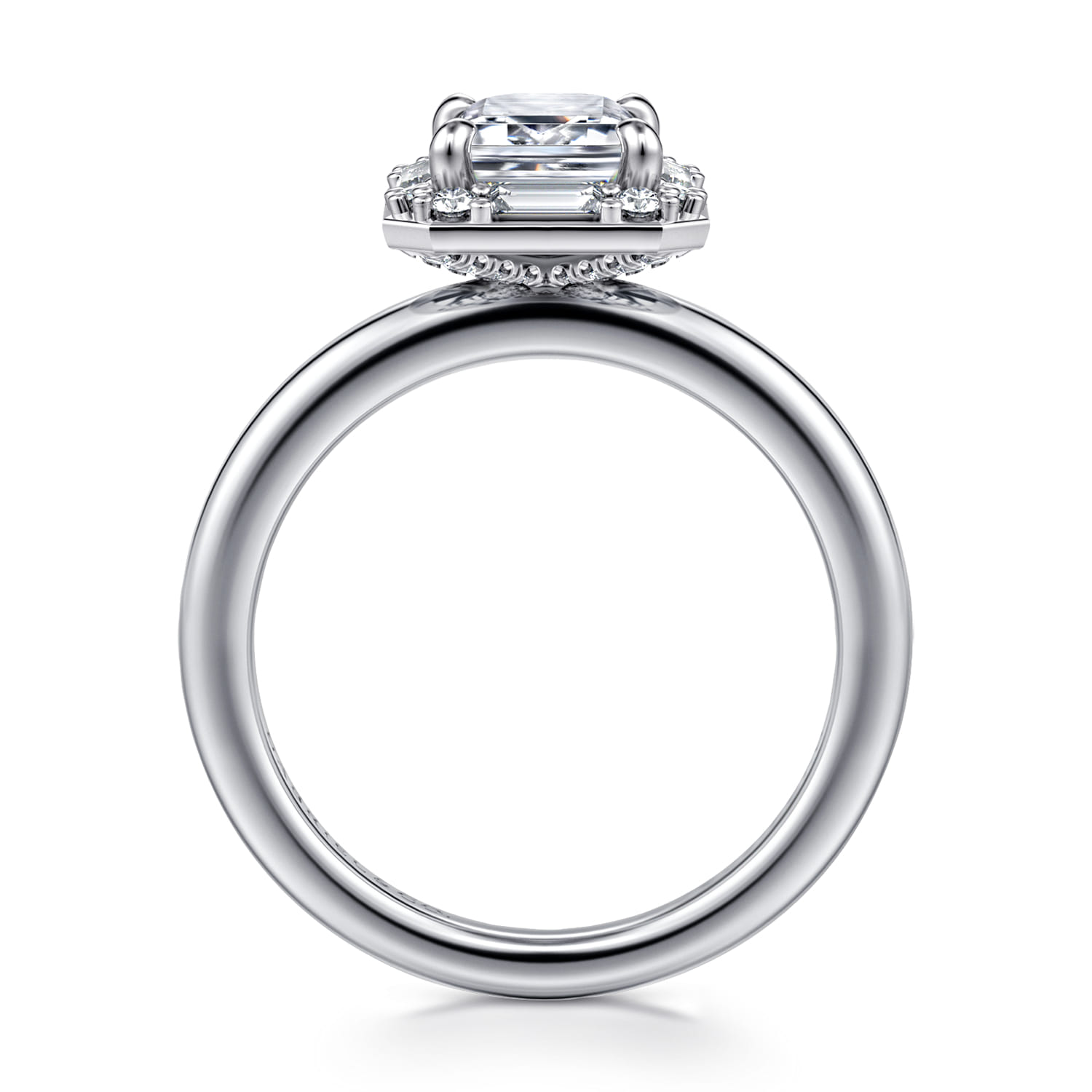 Cammie - 14K White Gold Halo Emerald Cut Diamond Engagement Ring - 0.4 ct - Shot 2