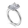 Cammie - 14K White Gold Halo Emerald Cut Diamond Engagement Ring - 0.4 ct