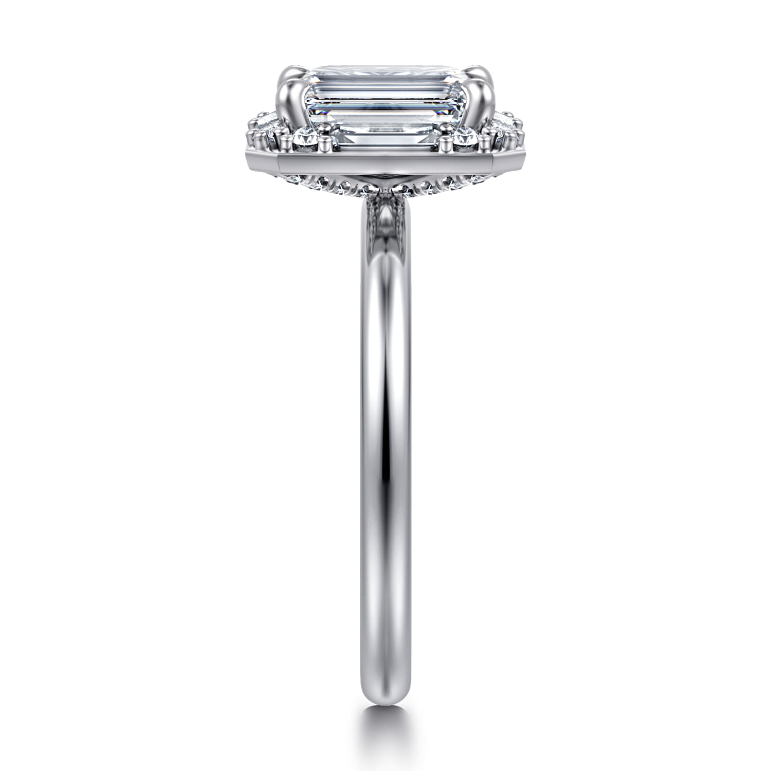 Cammie - 14K White Gold Halo Emerald Cut Diamond Engagement Ring - 0.4 ct - Shot 4