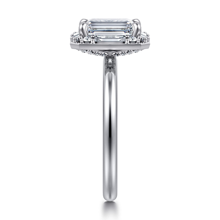 Cammie - 14K White Gold Halo Emerald Cut Diamond Engagement Ring - 0.4 ct - Shot 4