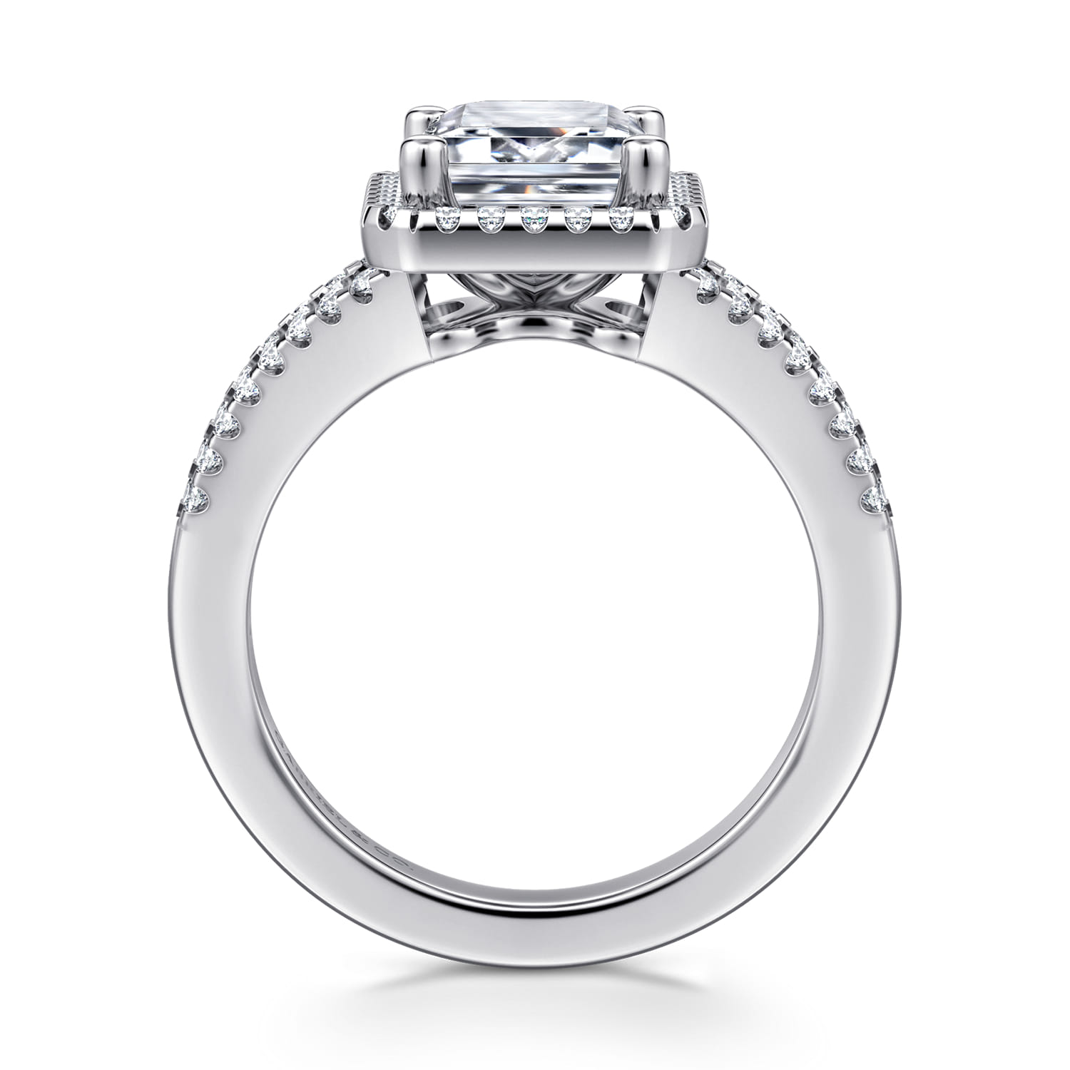Compassion - 14K White Gold Emerald Cut Halo Diamond Engagement Ring - 0.35 ct - Shot 2