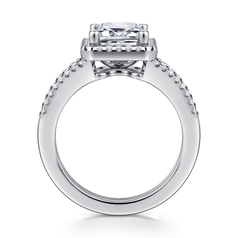 Compassion - 14K White Gold Emerald Cut Halo Diamond Engagement Ring - 0.35 ct - Shot 2