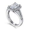 Compassion - 14K White Gold Emerald Cut Halo Diamond Engagement Ring - 0.35 ct