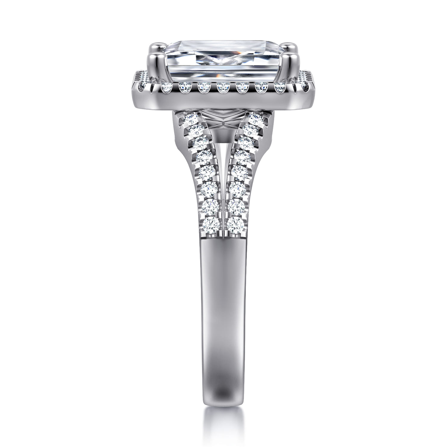 Compassion - 14K White Gold Emerald Cut Halo Diamond Engagement Ring - 0.35 ct - Shot 4