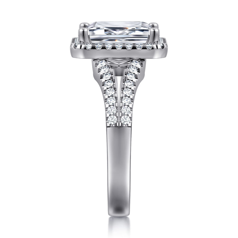 Compassion - 14K White Gold Emerald Cut Halo Diamond Engagement Ring - 0.35 ct - Shot 4