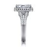 Compassion - 14K White Gold Emerald Cut Halo Diamond Engagement Ring - 0.35 ct