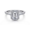 Carly - 14K White Gold Emerald Halo Diamond Engagement Ring - 0.3 ct