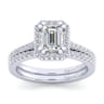Carly - 14K White Gold Emerald Halo Diamond Engagement Ring - 0.3 ct