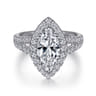 James - 14K White Gold Marquise Shape Halo Diamond Engagement Ring - 0.95 ct