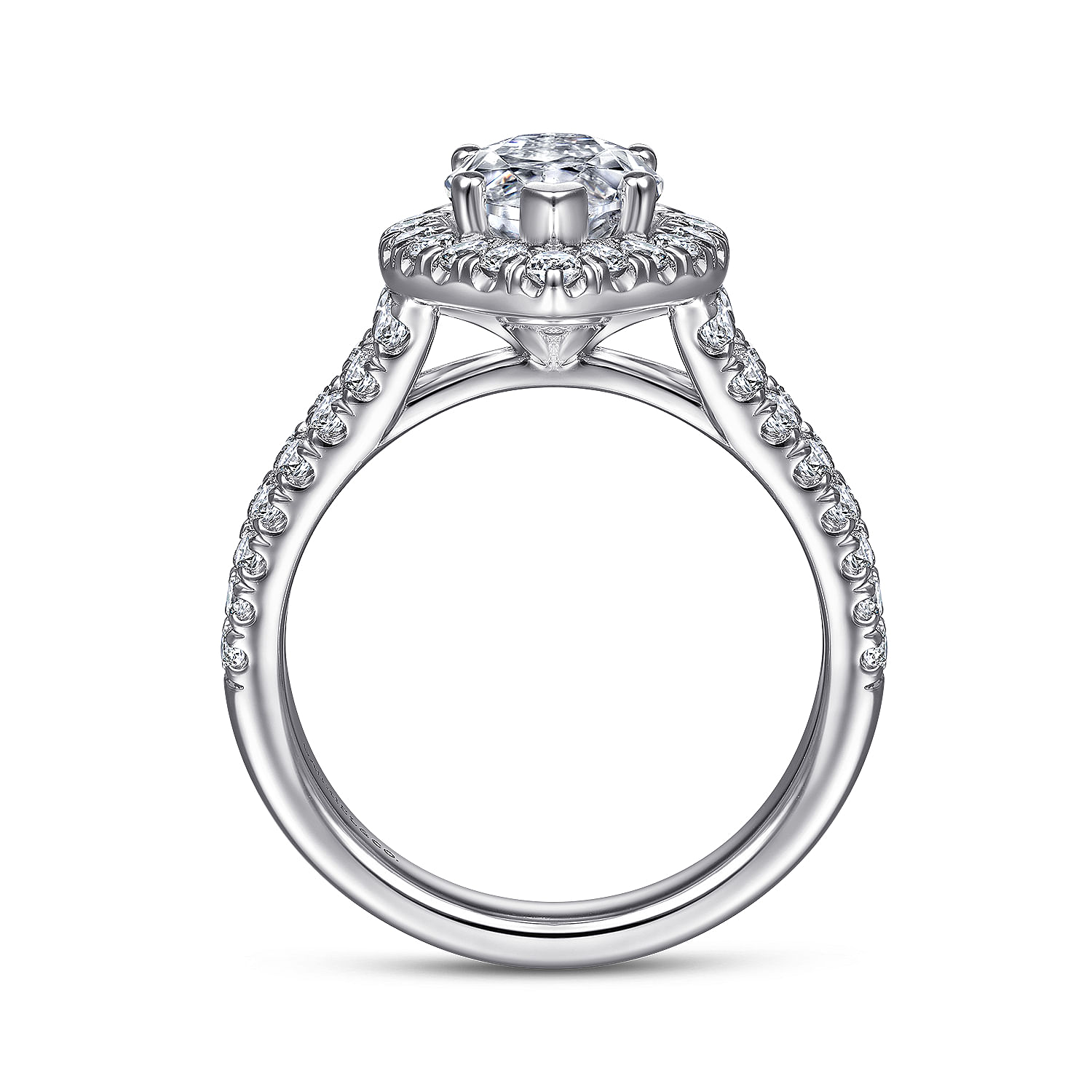 James - 14K White Gold Marquise Shape Halo Diamond Engagement Ring - 0.95 ct - Shot 2