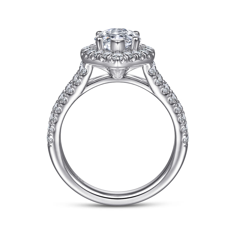 James - 14K White Gold Marquise Shape Halo Diamond Engagement Ring - 0.95 ct - Shot 2