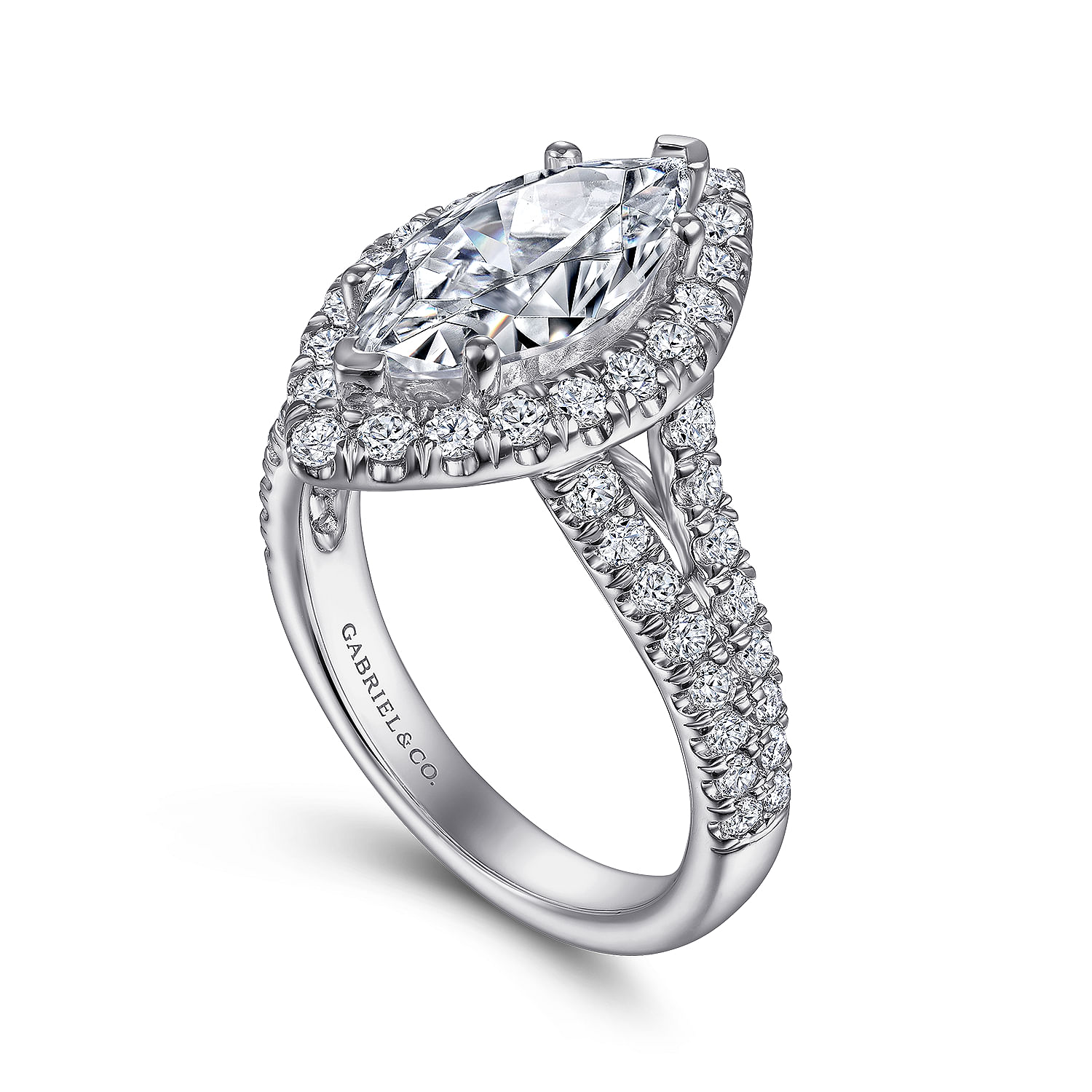 James - 14K White Gold Marquise Shape Halo Diamond Engagement Ring - 0.95 ct - Shot 3