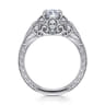 Annadale - Unique 14K White Gold Vintage Inspired Marquise Shape Diamond Halo Engagement Ring - 0.4 ct