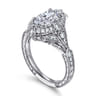 Annadale - Unique 14K White Gold Vintage Inspired Marquise Shape Diamond Halo Engagement Ring - 0.4 ct