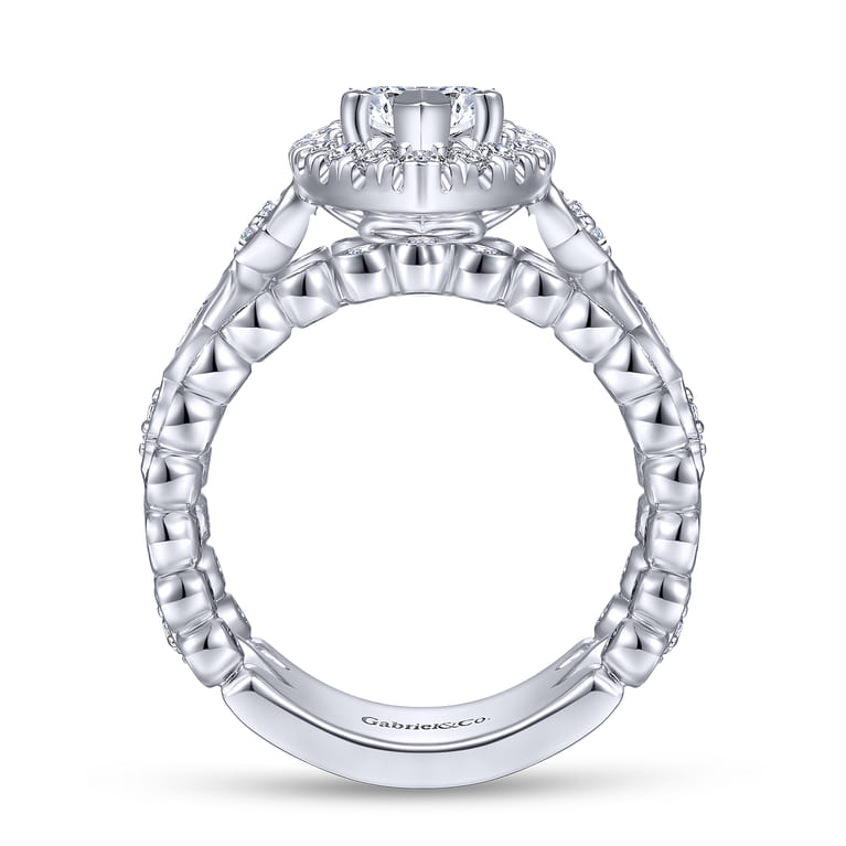 Moore - 14K White Gold Marquise Halo Diamond Engagement Ring - 1.29 ct - Shot 2