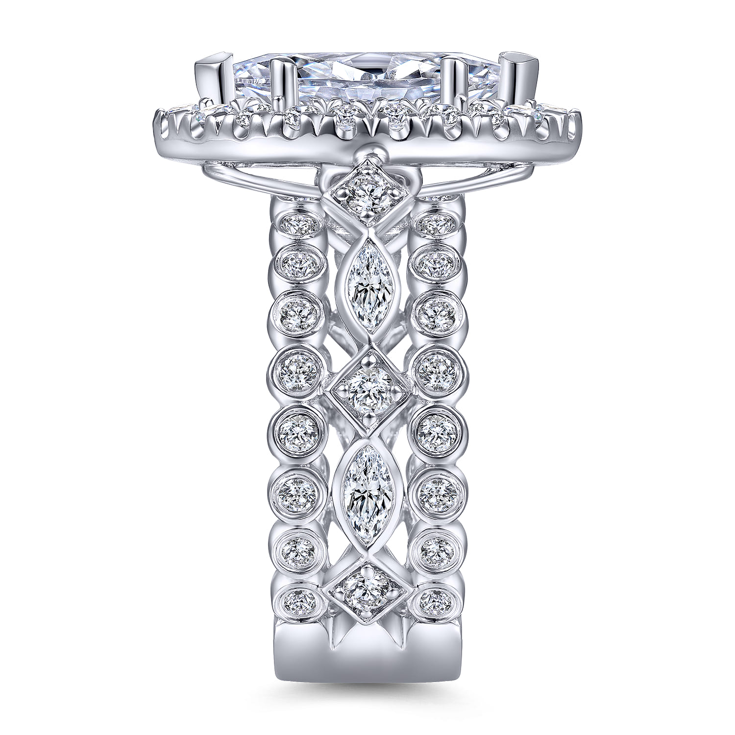 Moore - 14K White Gold Marquise Halo Diamond Engagement Ring - 1.29 ct - Shot 5