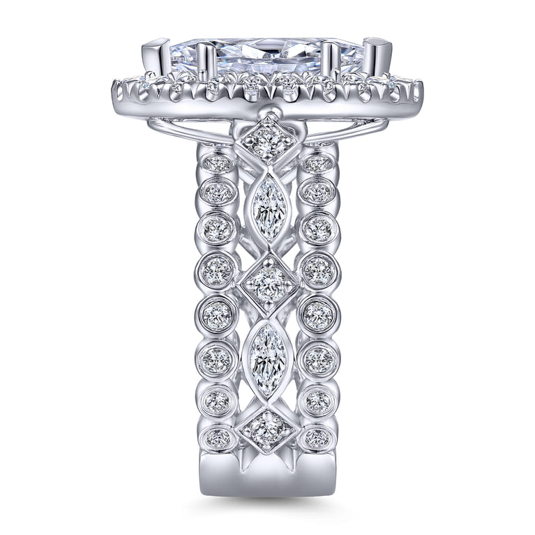 Moore - 14K White Gold Marquise Halo Diamond Engagement Ring - 1.29 ct - Shot 5
