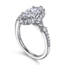 Veronique - Unique 14K White Gold Vintage Inspired Marquise Shape Halo Diamond Engagement Ring - 0.4 ct
