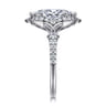 Veronique - Unique 14K White Gold Vintage Inspired Marquise Shape Halo Diamond Engagement Ring - 0.4 ct