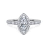 Blossom - 14K White Gold Marquise Shape Halo Diamond Engagement Ring - 0.3 ct