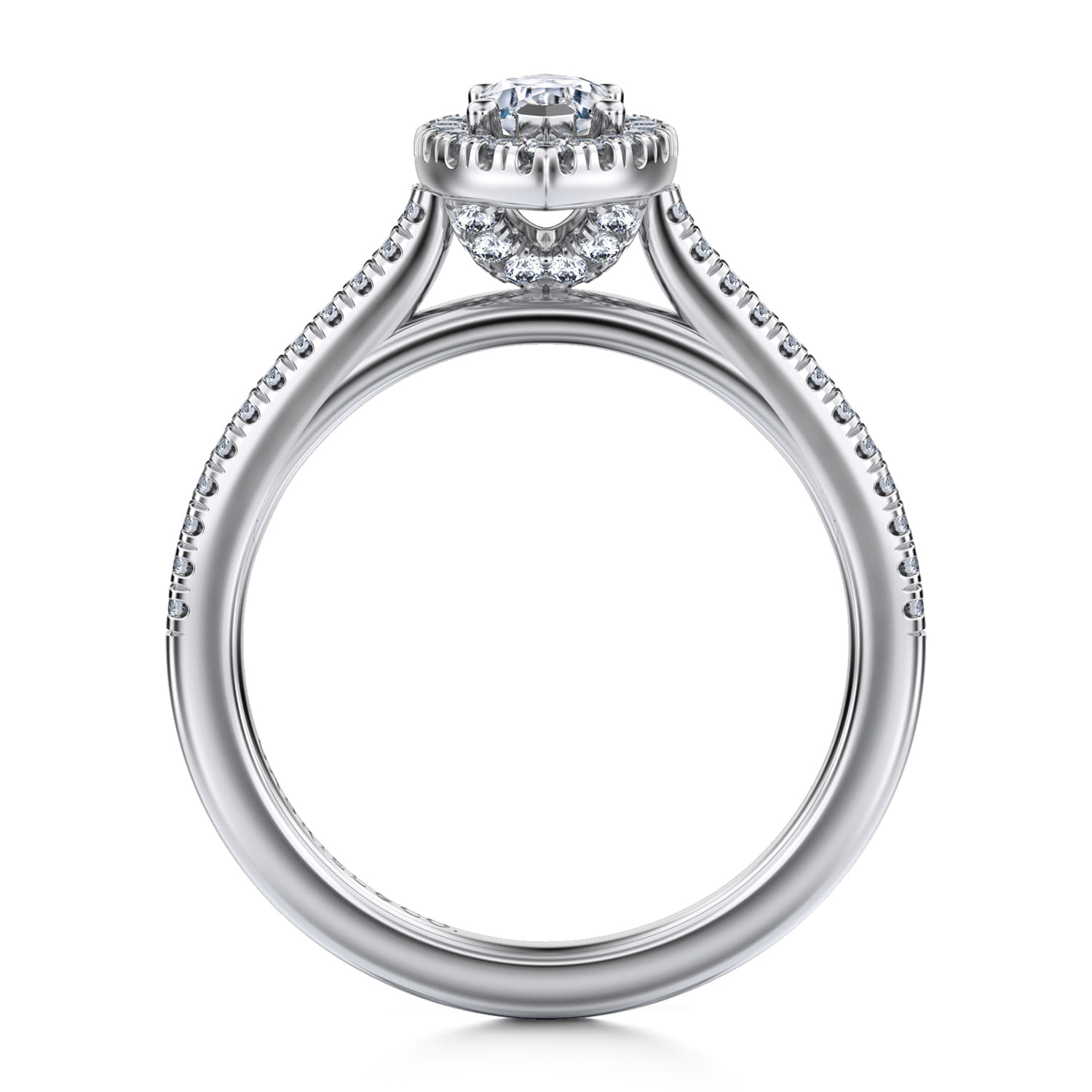 Blossom - 14K White Gold Marquise Shape Halo Diamond Engagement Ring - 0.3 ct - Shot 2