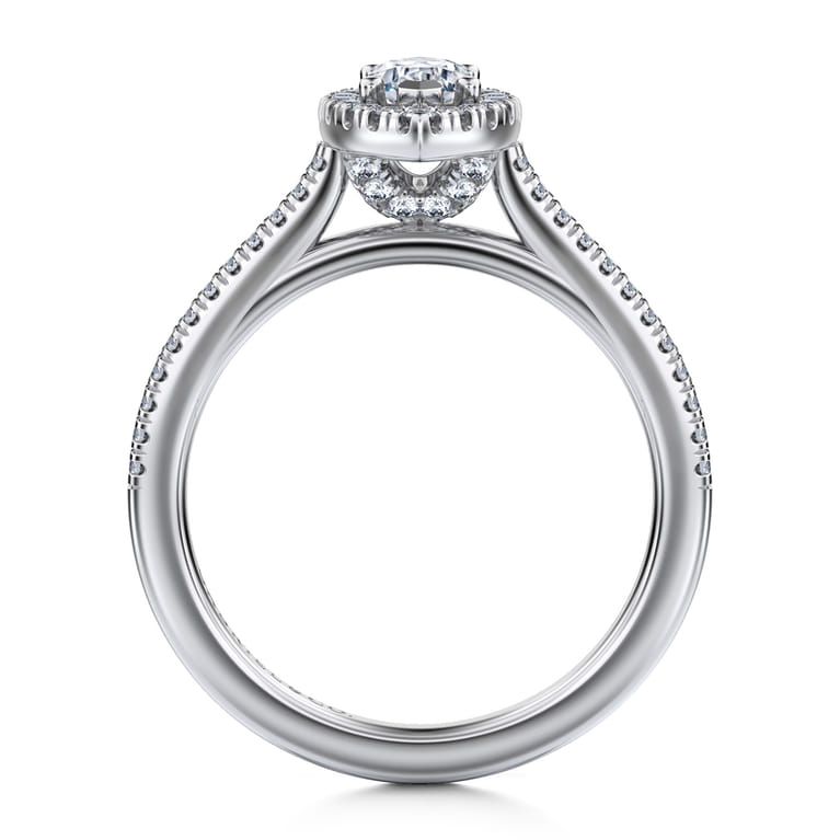 Blossom - 14K White Gold Marquise Shape Halo Diamond Engagement Ring - 0.3 ct - Shot 2