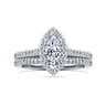 Blossom - 14K White Gold Marquise Shape Halo Diamond Engagement Ring - 0.3 ct