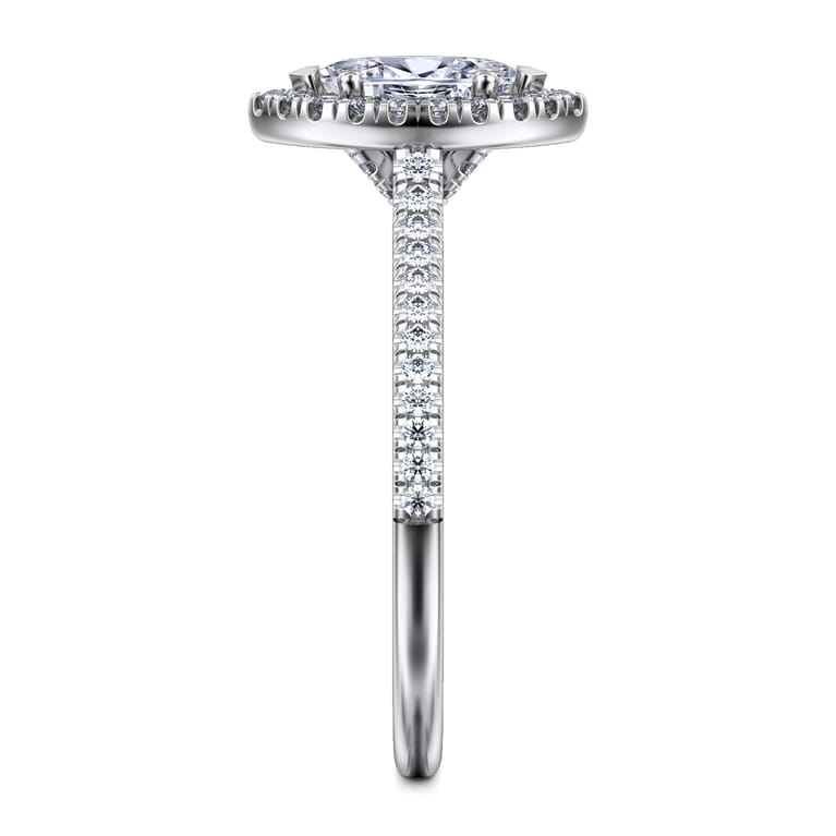 Blossom - 14K White Gold Marquise Shape Halo Diamond Engagement Ring - 0.3 ct - Shot 5