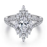 Ulla - 14K White Gold Marquise Shape Halo Diamond Engagement Ring - 0.9 ct