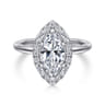 Cammie - 14K White Gold Halo Marquise Shape Diamond Engagement Ring - 0.4 ct