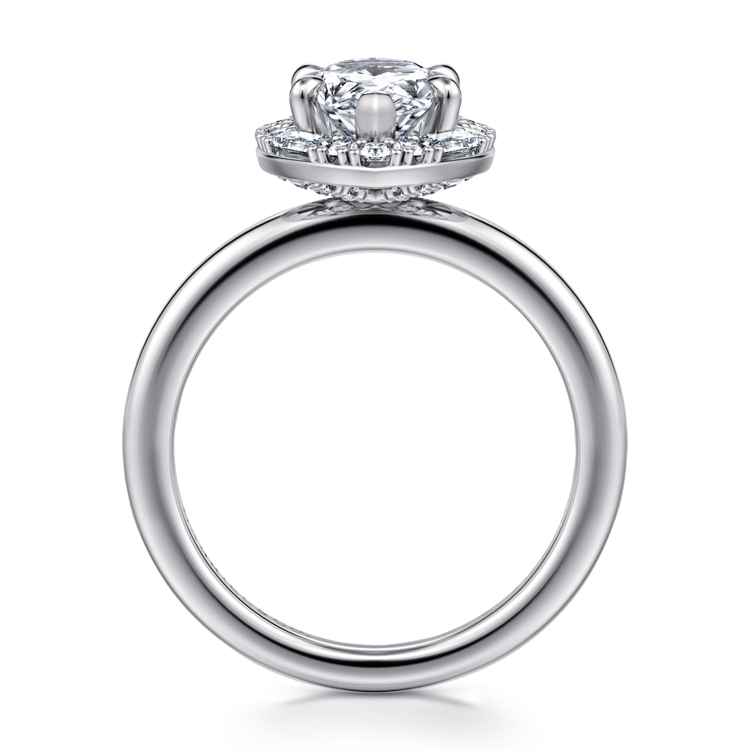 Cammie - 14K White Gold Halo Marquise Shape Diamond Engagement Ring - 0.4 ct - Shot 2