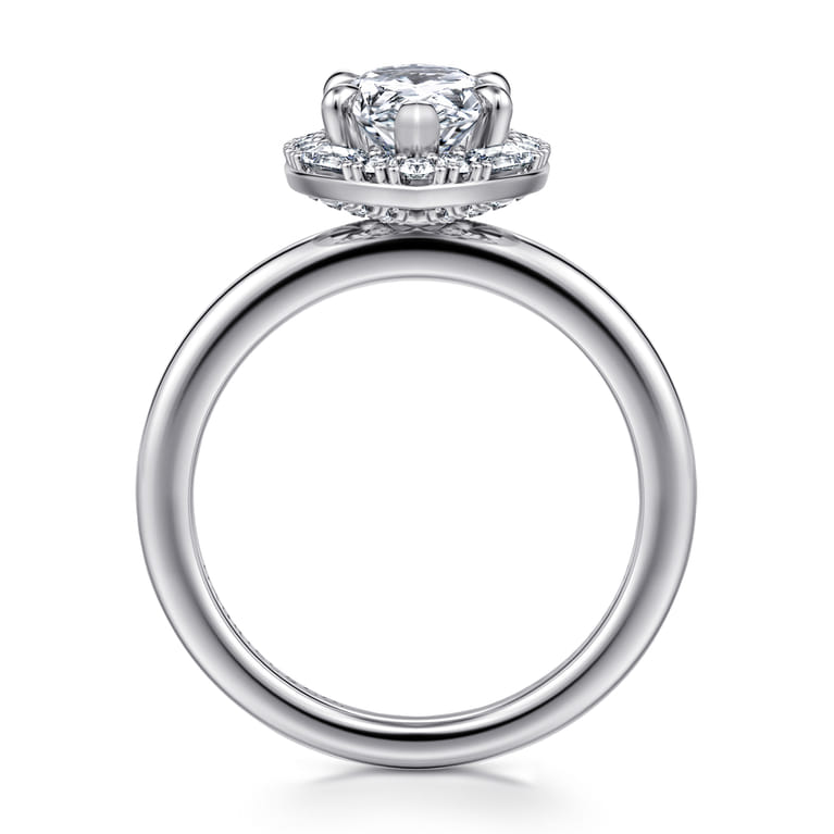 Cammie - 14K White Gold Halo Marquise Shape Diamond Engagement Ring - 0.4 ct - Shot 2