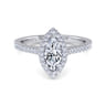 Carly - 14K White Gold Marquise Shape Halo Diamond Engagement Ring - 0.27 ct