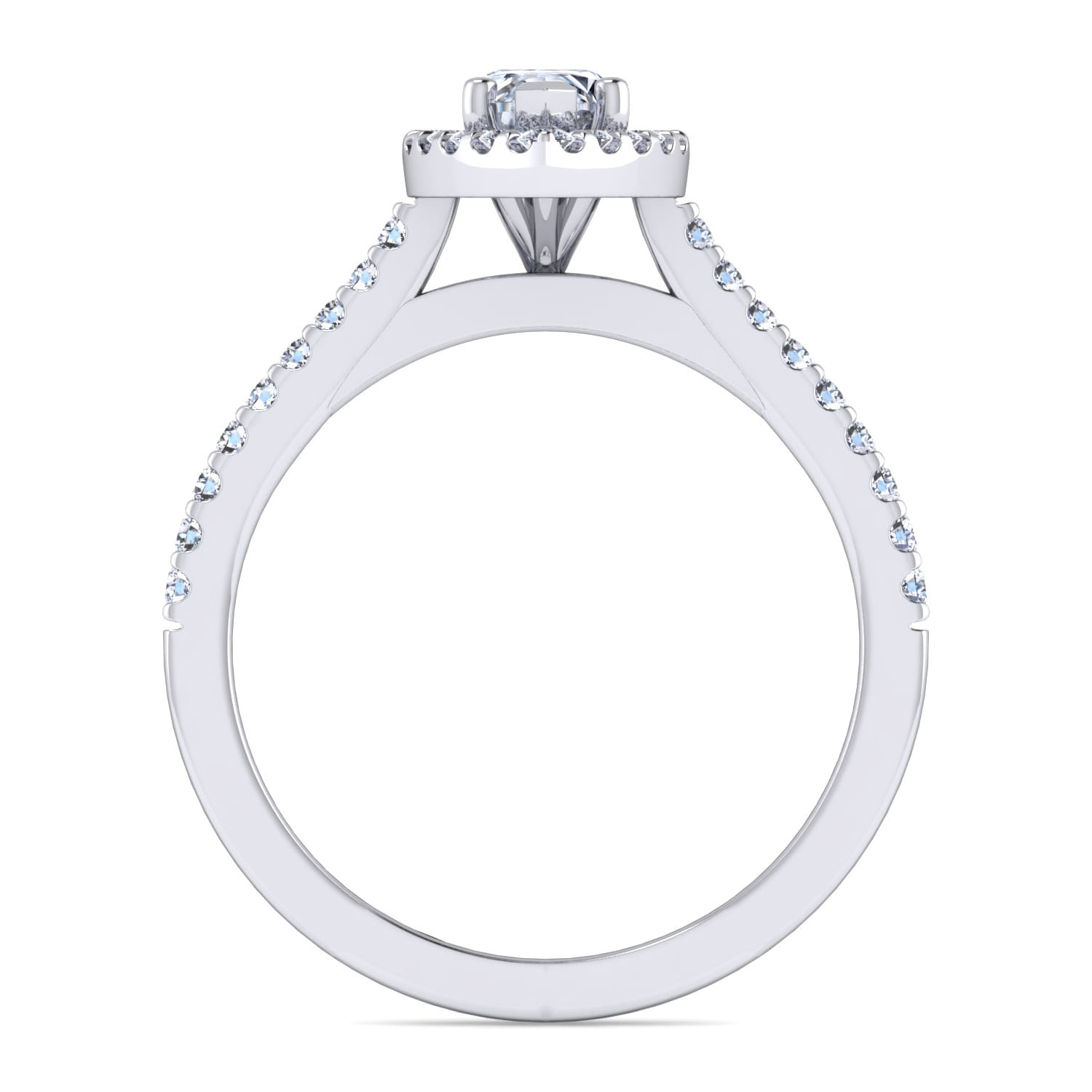Carly - 14K White Gold Marquise Shape Halo Diamond Engagement Ring - 0.27 ct - Shot 2
