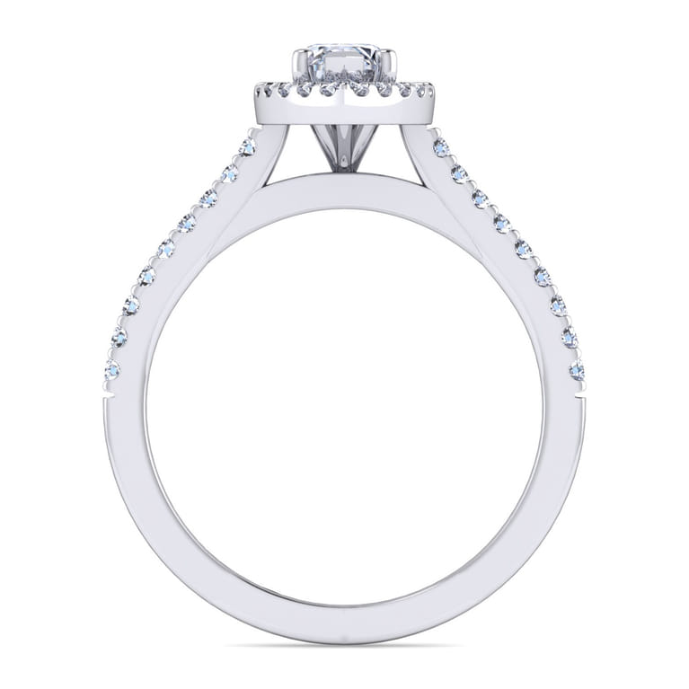 Carly - 14K White Gold Marquise Shape Halo Diamond Engagement Ring - 0.27 ct - Shot 2