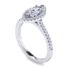 Carly - 14K White Gold Marquise Shape Halo Diamond Engagement Ring - 0.27 ct